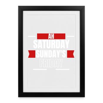 Ah, Weekend Days Mashup Tee - Affiche encadrée (27 × 37 cm) - noir - Devant