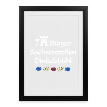 7Bürger Sachsentreffen Dinkelsbühl weiße Schrift - Gerahmtes Poster (27 × 37 cm) - Schwarz - Vorne