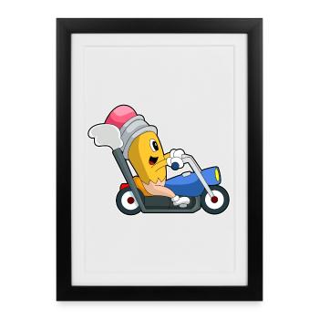 Moto Pencil - Affiche encadrée (27 × 37 cm) - noir - Devant