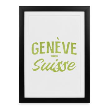 Genève Suisse Vintage Font - Affiche encadrée (27 × 37 cm) - noir - Devant