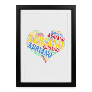 Adriano coeur t-shirt word cloud t-shirt - Affiche encadrée (27 × 37 cm) - noir - Devant