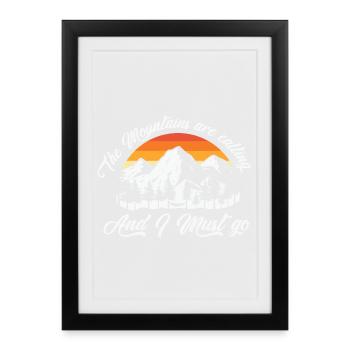 montagne, randonnée, randonneur - Affiche encadrée (27 × 37 cm) - noir - Devant