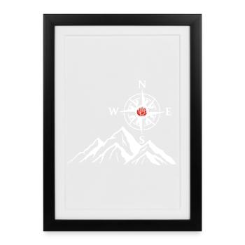 La montagne blanche et la rose des vents - Affiche encadrée (27 × 37 cm) - noir - Devant
