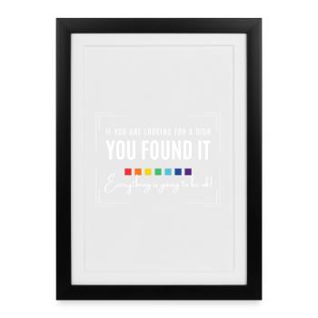 Waiting for a sign, everything will be alright, inspirational - Framed poster (27 × 37 cm) - black - Front