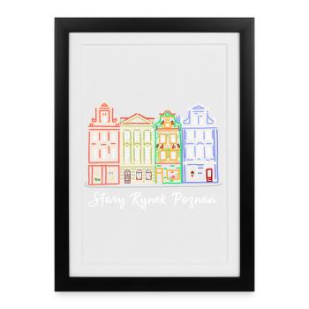 Alter Markt Posen, Polen historische Fassaden - Gerahmtes Poster (27 × 37 cm) - Schwarz - Vorne