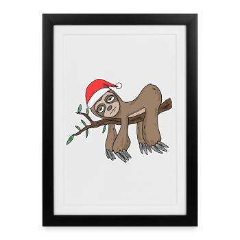 Noël paresseux - Affiche encadrée (27 × 37 cm) - noir - Devant