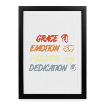 Grâce, Émotion, Passion, Dédicace - Affiche encadrée (27 × 37 cm) - noir - Devant