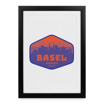 Bâle, Suisse - Affiche encadrée (27 × 37 cm) - noir - Devant
