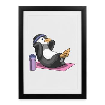 Penguin Abdomen Training Bodybuilding - Affiche encadrée (27 × 37 cm) - noir - Devant