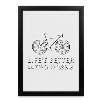 Vélo avec conception de citation motivante - Affiche encadrée (27 × 37 cm) - noir - Devant