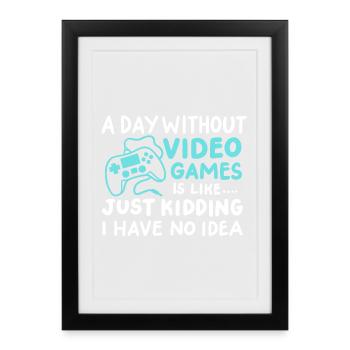 Gaming Gamer Videospiele - Gerahmtes Poster (27 × 37 cm) - Schwarz - Vorne