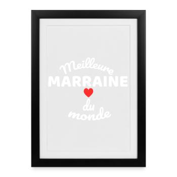 Maman Marraine du Monde Illustration - Affiche encadrée (27 × 37 cm) - noir - Devant