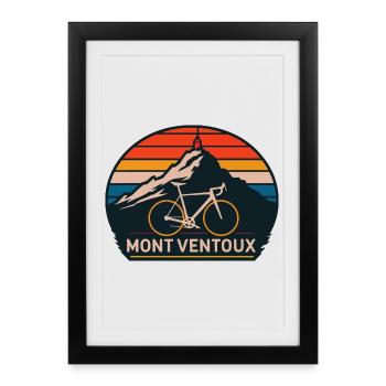 Mont Ventoux avec vélo - Affiche encadrée (27 × 37 cm) - noir - Devant