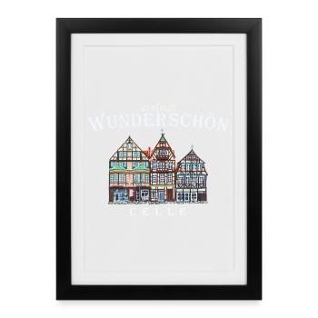 Celle, Lower Saxony, Half-timbered houses, Germany - Framed poster (27 × 37 cm) - black - Front