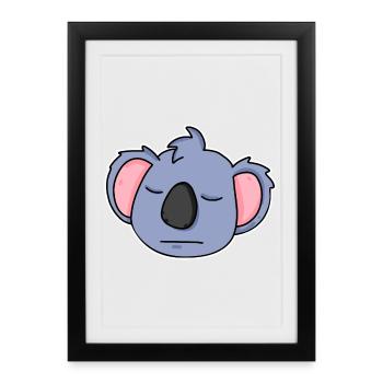 Koala Head Animal Tired - Framed poster (27 × 37 cm) - black - Front