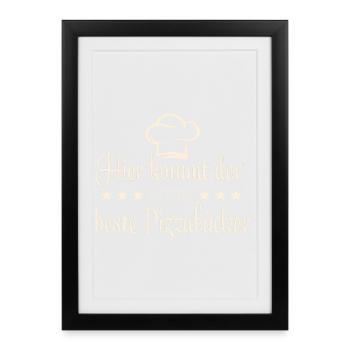 Pizzabäcker, Pizza - Gerahmtes Poster (27 × 37 cm) - Schwarz - Vorne