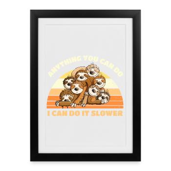Sloth Bunch With Saying Vintage Retro Cartoon - Framed poster (27 × 37 cm) - black - Front