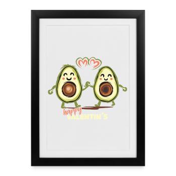 Fun avocado design – Happy Valentin's - Framed poster (27 × 37 cm) - black - Front
