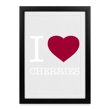 J’ADORE LES CERISES Kirschen - Affiche encadrée (27 × 37 cm) - noir - Devant