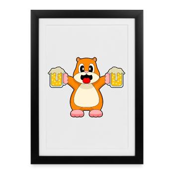 Hamster Bier - Gerahmtes Poster (27 × 37 cm) - Schwarz - Vorne