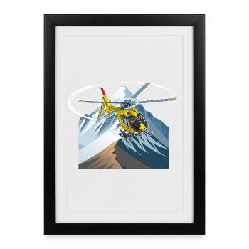 Helicopter approaching - Framed poster (27 × 37 cm) - black - Front