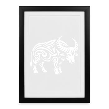 Buffle tribal - Affiche encadrée (27 × 37 cm) - noir - Devant