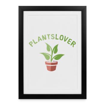 Amour de la plante avec plante en pot dans le style dessin animé - Affiche encadrée (27 × 37 cm) - noir - Devant