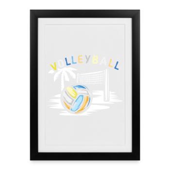 Volleyball on the Beach - Beach Volleyball Teams Symbol - Framed poster (27 × 37 cm) - black - Front