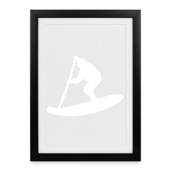 Minimalist Stand Up Paddle Silhouette - Framed poster (27 × 37 cm) - black - Front