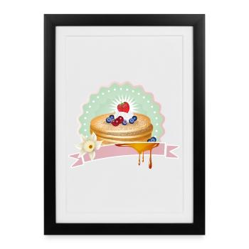 Pancakes motif with cream, berries and decoration - Framed poster (27 × 37 cm) - black - Front