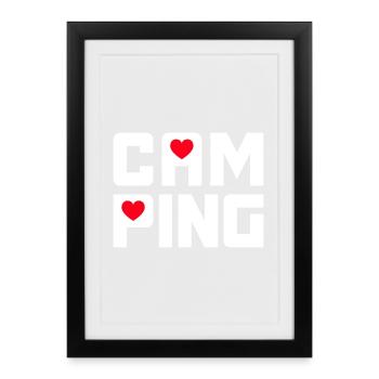 Camping Coeur Fan Camping-car Retraité Caravane Van Life - Affiche encadrée (27 × 37 cm) - noir - Devant