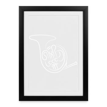 French horn sketch - Framed poster (27 × 37 cm) - black - Front