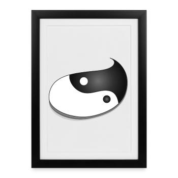 Symbole Yin-Yang en forme de goutte d’eau – Balance Design - Affiche encadrée (27 × 37 cm) - noir - Devant