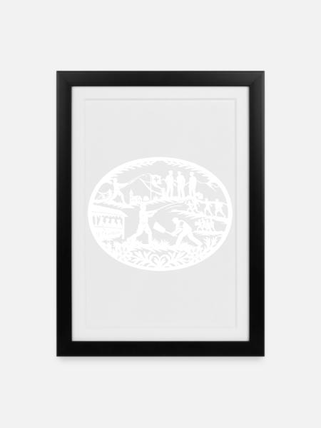 Hornussen_white - Affiche encadrée (27 × 37 cm) - noir