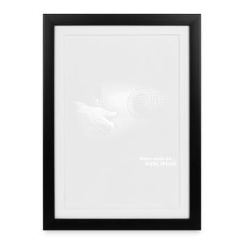 Vintage Schwarz-Weiß-Gitarre - Gerahmtes Poster (27 × 37 cm) - Schwarz - Vorne