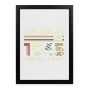 Original 1945 Jahrgang Vintage Geburtstag Retro - Affiche encadrée (27 × 37 cm) - noir - Devant