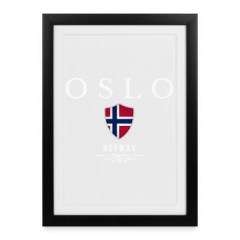 Oslo, Norvège, design élégant et minimaliste - Affiche encadrée (27 × 37 cm) - noir - Devant