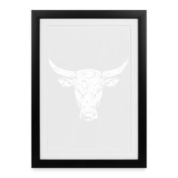 Bull Head Silhouette Design - Framed poster (27 × 37 cm) - black - Front