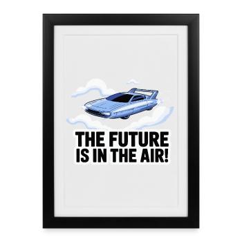 Retro-futuristisches fliegendes Autodesign - Gerahmtes Poster (27 × 37 cm) - Schwarz - Vorne