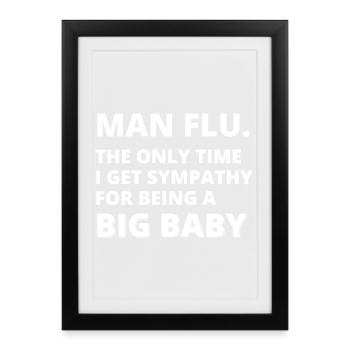 Homme Grippe Big Baby Graphic Tee - Affiche encadrée (27 × 37 cm) - noir - Devant