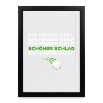 Ich liebe Golf Golfer Golfen - Gerahmtes Poster (27 × 37 cm) - Schwarz - Vorne