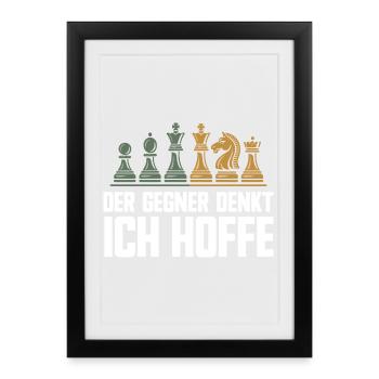 Lustiges Schachspiel Schach Design Schachfiguren - Gerahmtes Poster (27 × 37 cm) - Schwarz - Vorne