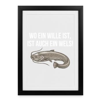 Poisson-chat disant ange imprimé - Affiche encadrée (27 × 37 cm) - noir - Devant