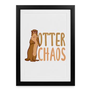 Pun Sea Otter Cartoon - Framed poster (27 × 37 cm) - black - Front