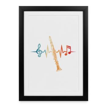 Clarinet, heartbeat, clarinetist, musician - Framed poster (27 × 37 cm) - black - Front