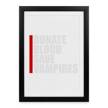 Donate Blood Donate Blood Save Vampires Halloween - Framed poster (27 × 37 cm) - black - Front