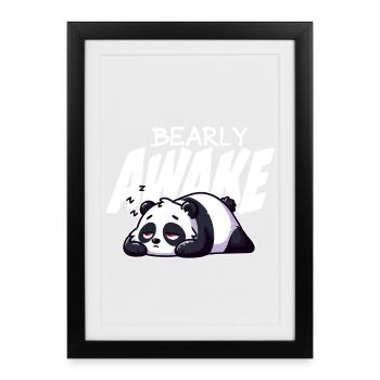 Bearly Awake Panda Illustration - Affiche encadrée (27 × 37 cm) - noir - Devant