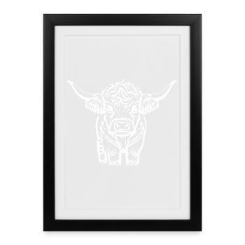 Cadeau de bovins Highland écossais - Affiche encadrée (27 × 37 cm) - noir - Devant