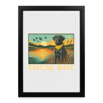 Garçon local Labrador Retriever Chasse en plein air - Affiche encadrée (27 × 37 cm) - noir - Devant