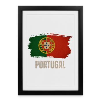 Drapeau du Portugal, fabriqué au Portugal - Affiche encadrée (27 × 37 cm) - noir - Devant